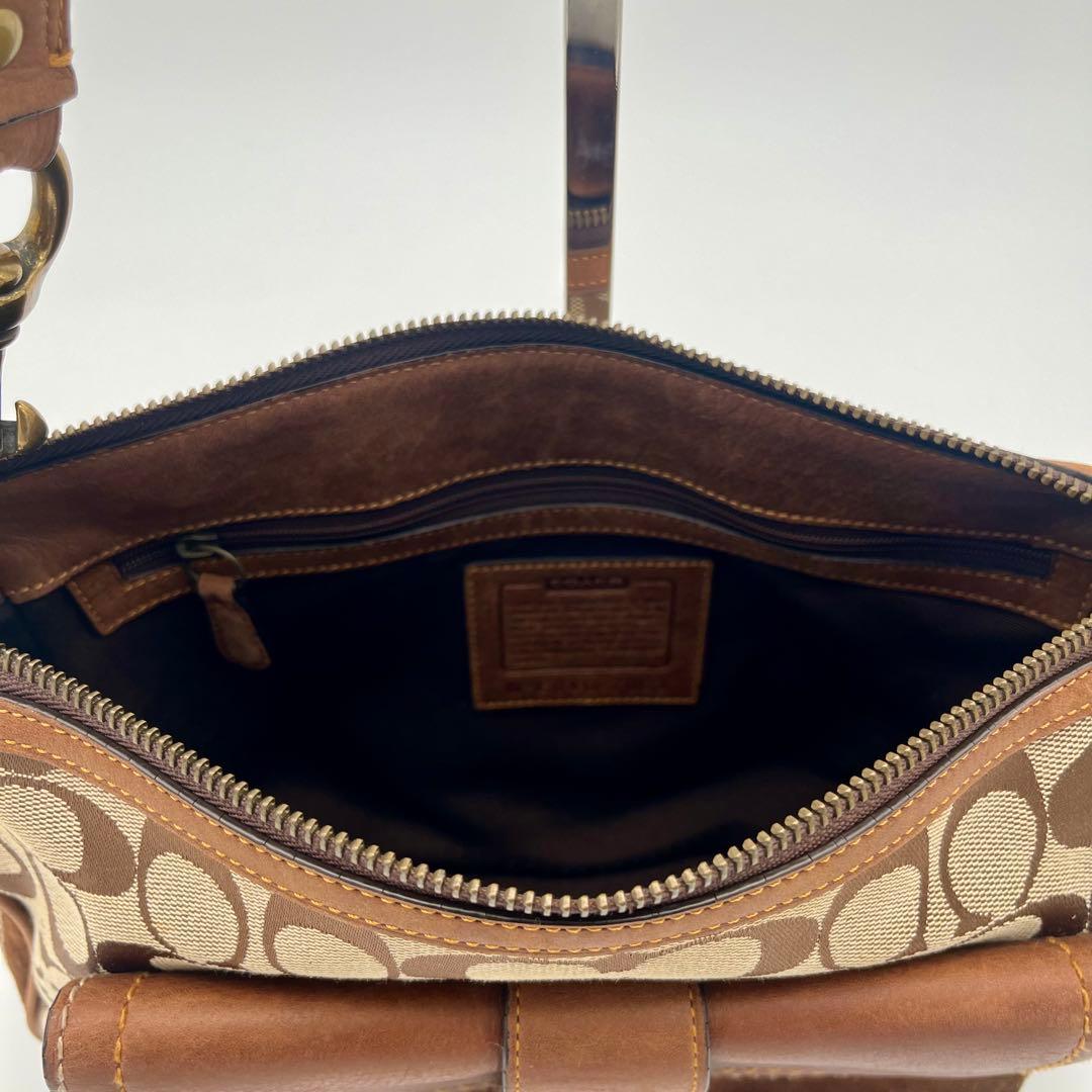 極美品 コーチ ソーホー 2way ショルダーバッグ シグネチャー スエード 茶