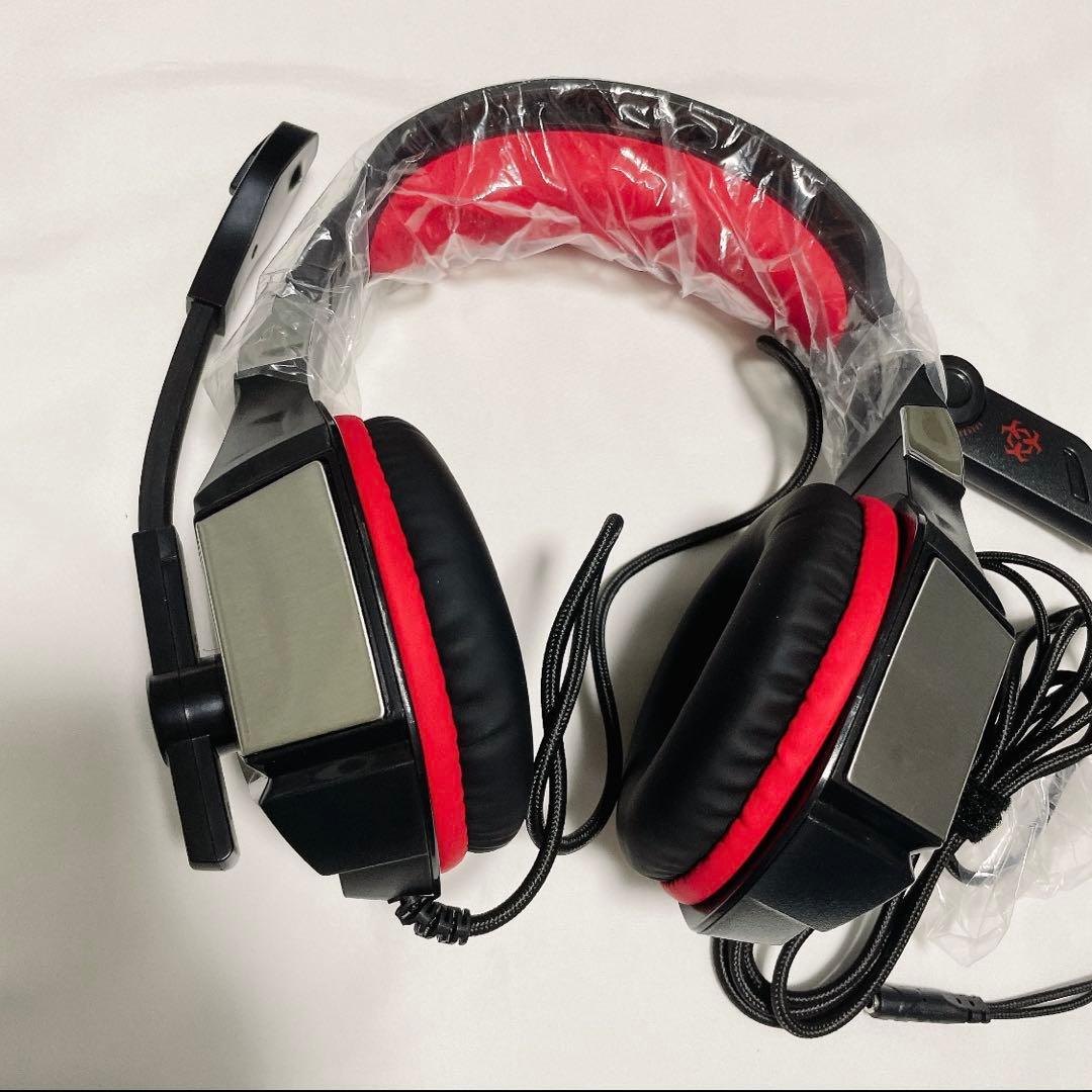 Hunterspiderゲーミングヘッドセットps 重低音強化 LEDマイク付き