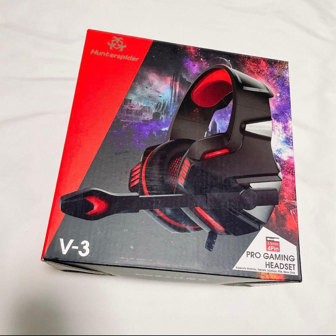 Hunterspiderゲーミングヘッドセットps 重低音強化 LEDマイク付き