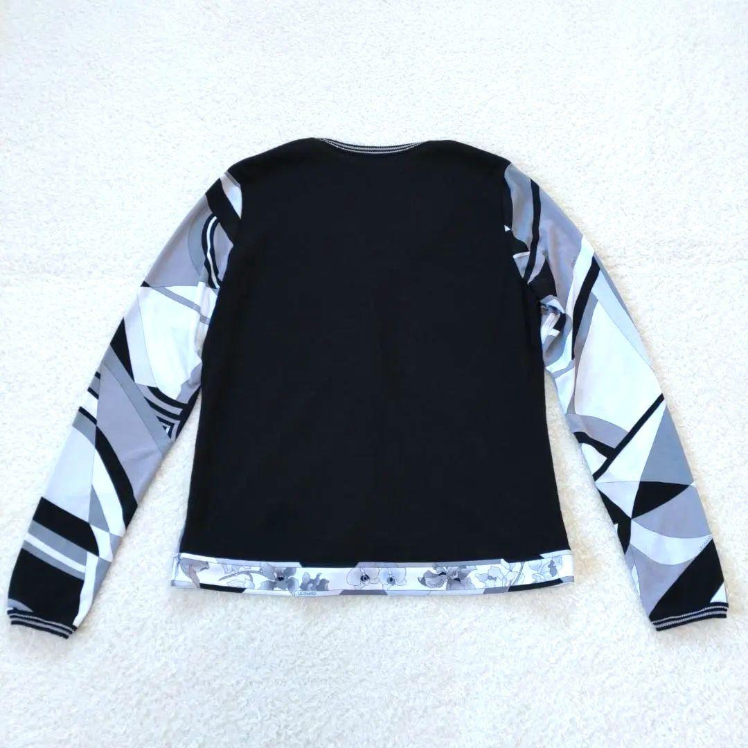 レオナールスポーツ　総柄　カーディガン　ニットコンビ　長袖　38　M