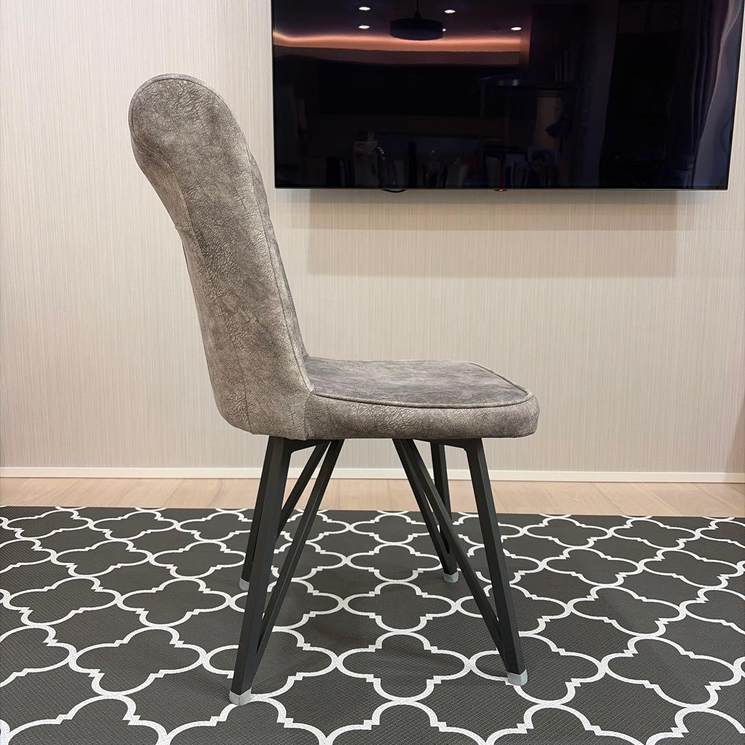 【ダイニングチェア 4脚セット】回転チェア 座面高45cm グレー スチール脚