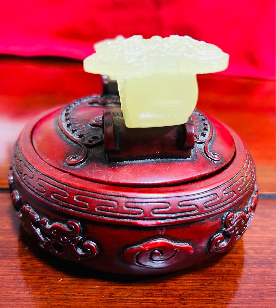 清時代　骨董品 朱肉　玉如意