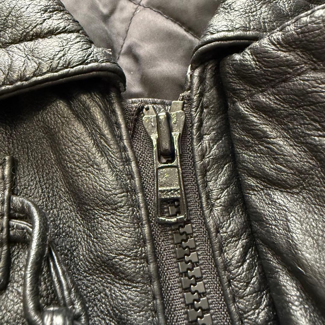 Euro Vintage リアルレザー ダッフルコート トグルボタン ブラック