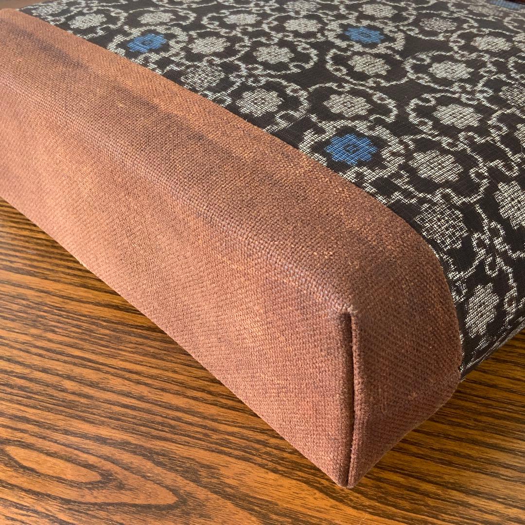 アンティーク大島紬×酒袋　小さな雪輪重ね　リメイク　山葡萄ハンドルバッグ