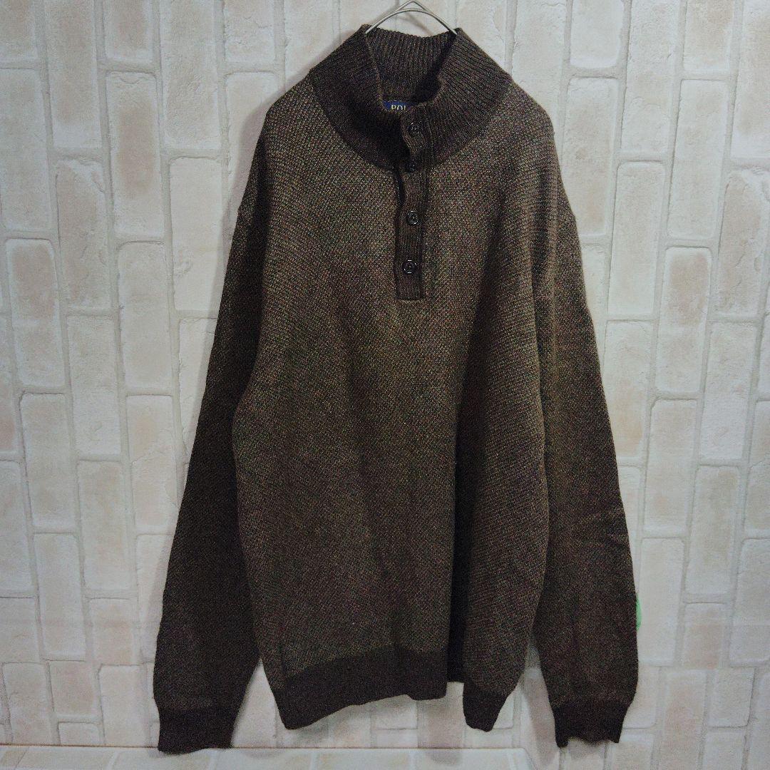 ポロラルフローレン　ニット　セーター　ボタン　　ブラウン　シルク
