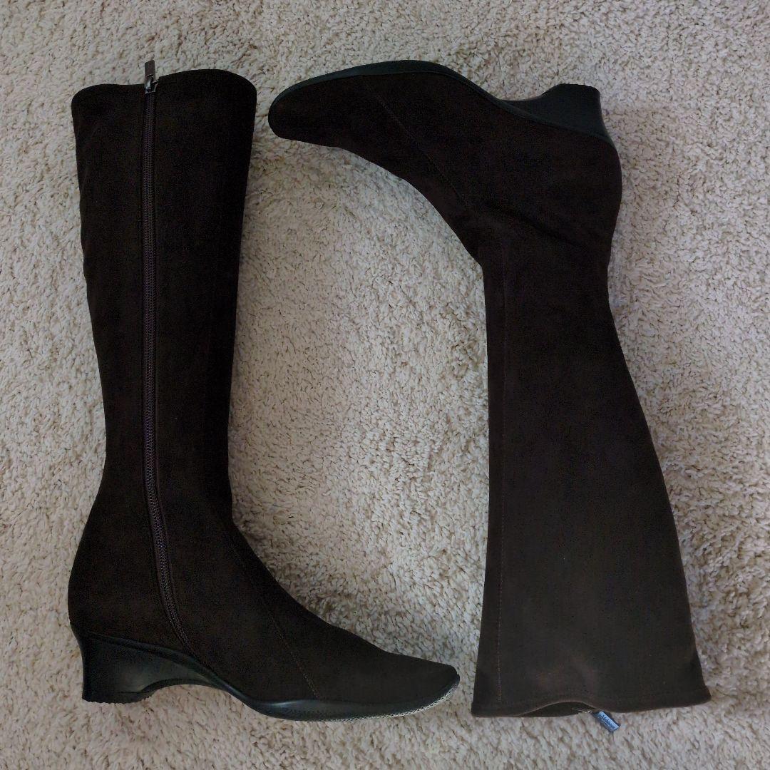 【未使用品】❳銀座YOSHINOYAダークブラウン スエード ロングブーツ