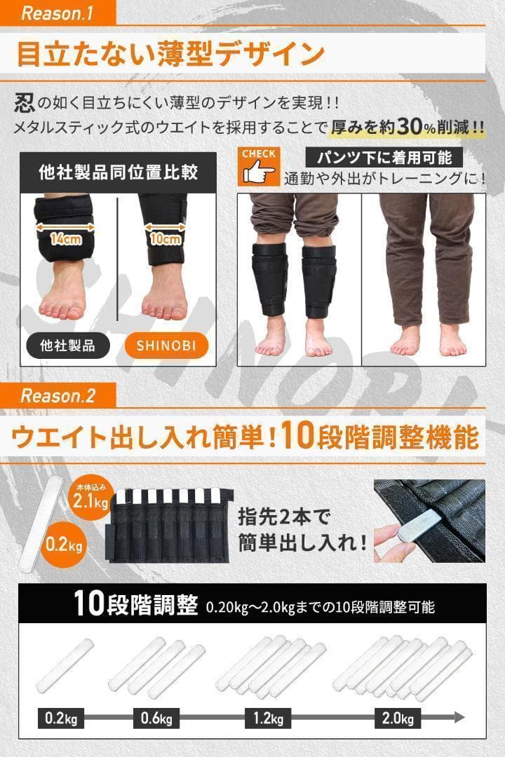 【大人気】シノビウェイト Ankle・Wrist2点セット10段階調整 4.2㎏