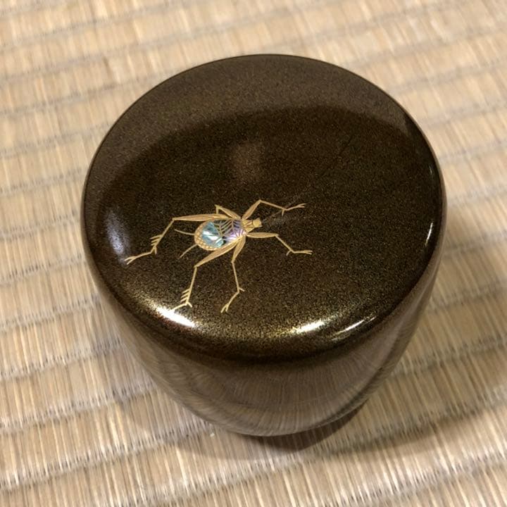 【茶道具】棗　螺鈿蒔絵　秋の聲　弘志作　鈴虫　R-0311　お3