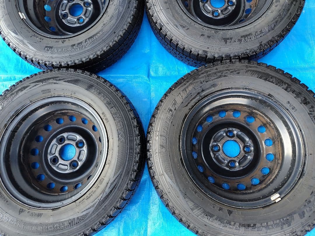 145R12・LT【2/2】軽トラ用スタッドレス・鉄ホイール付、２本分割