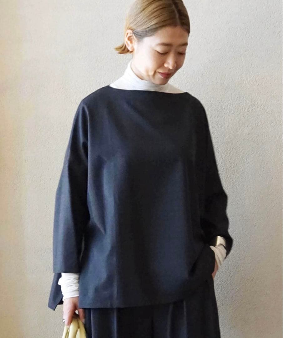 美品　ジャーナルスタンダードラックス　ミドルツイルボートネックブラウス　グレー