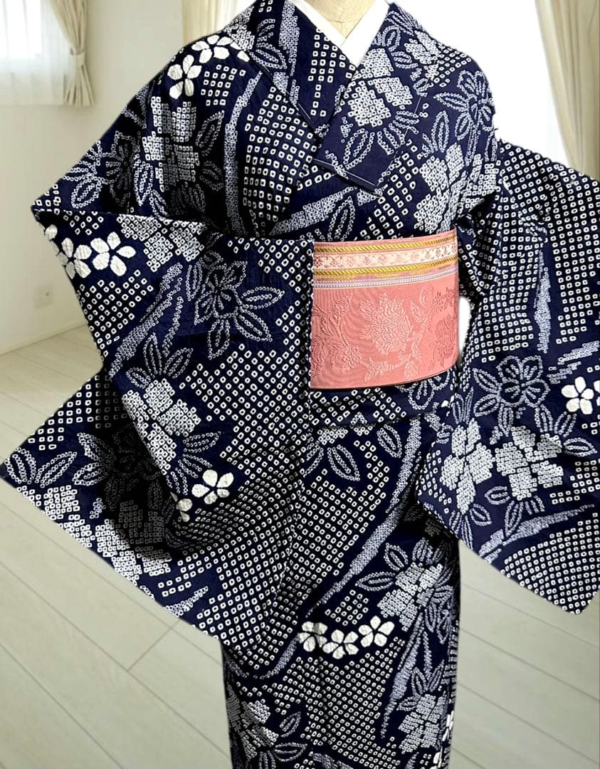 2点セット 希少サイズ‼️トールサイズ身幅大‼️新品美品　有松鳴海絞り浴衣 藍染に白