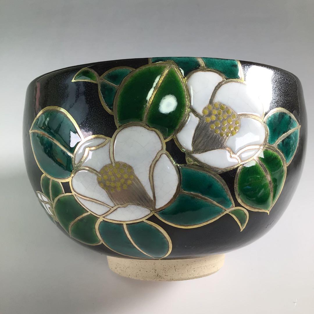 Ｒ４０２　茶碗　『中村源水造』『大徳寺　小野澤寛海箱書』『宗旦椿』　共箱　茶道具