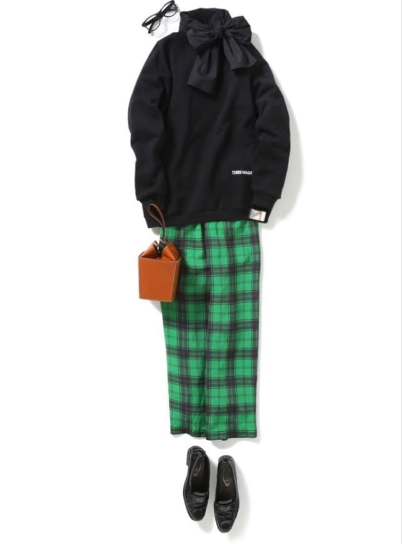 美品♪サードマガジン カットコンビ ボウタイブラウス 異素材 リボンブラウス 黒