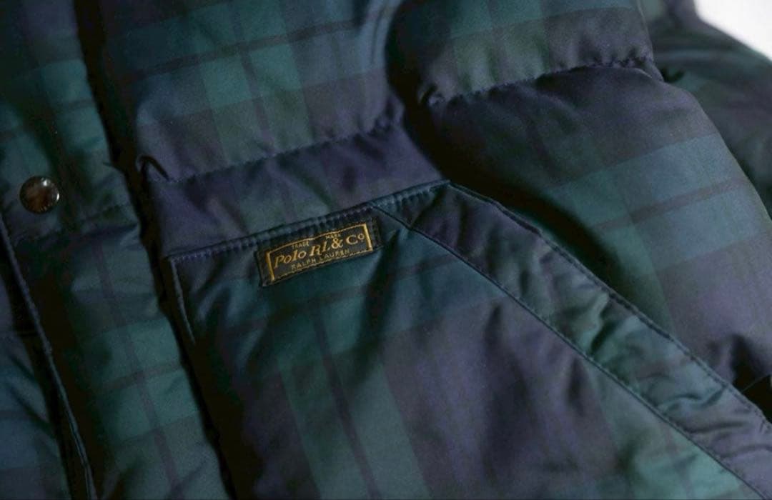 B*V様 90s ラルフローレン ダウン XL ブラックウォッチ 幅広 短丈 チ