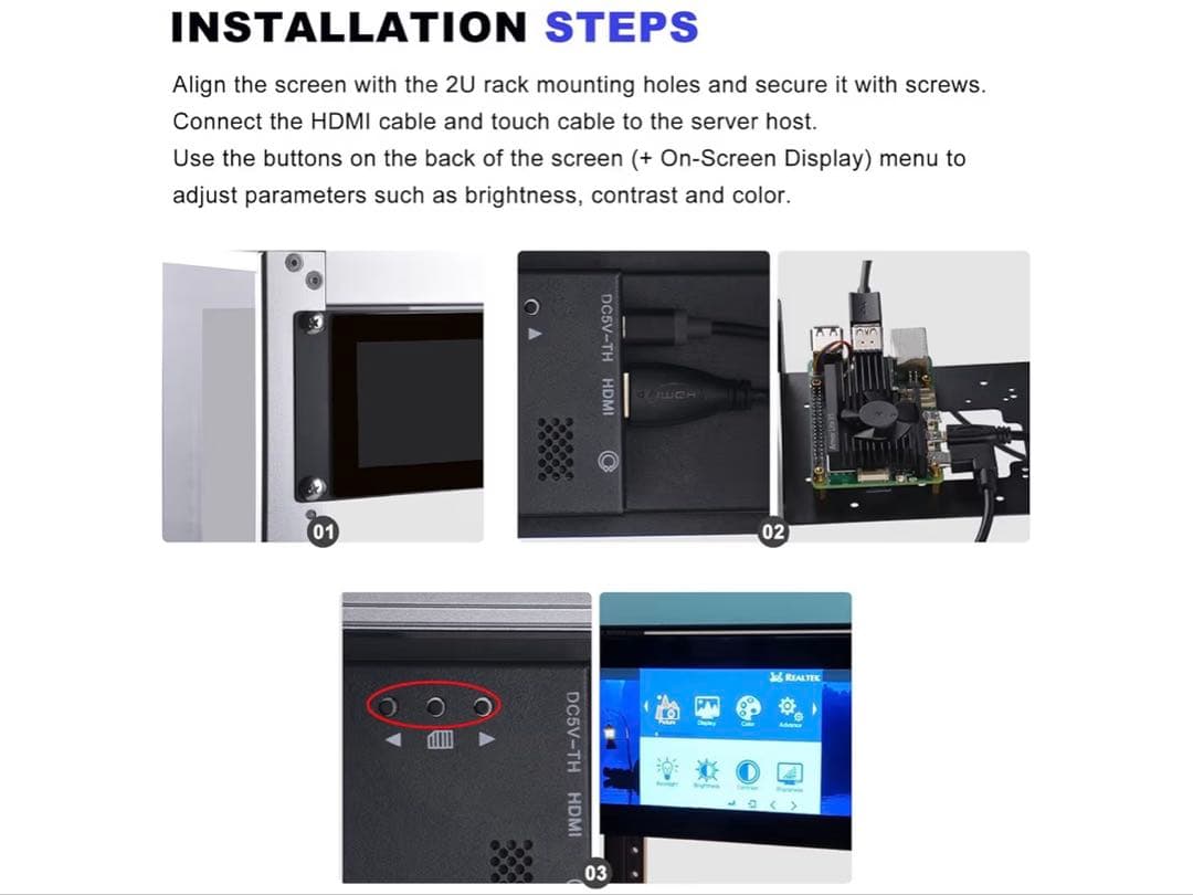 1280 x 400 静電容量式タッチスクリーン ラックマウントモニター