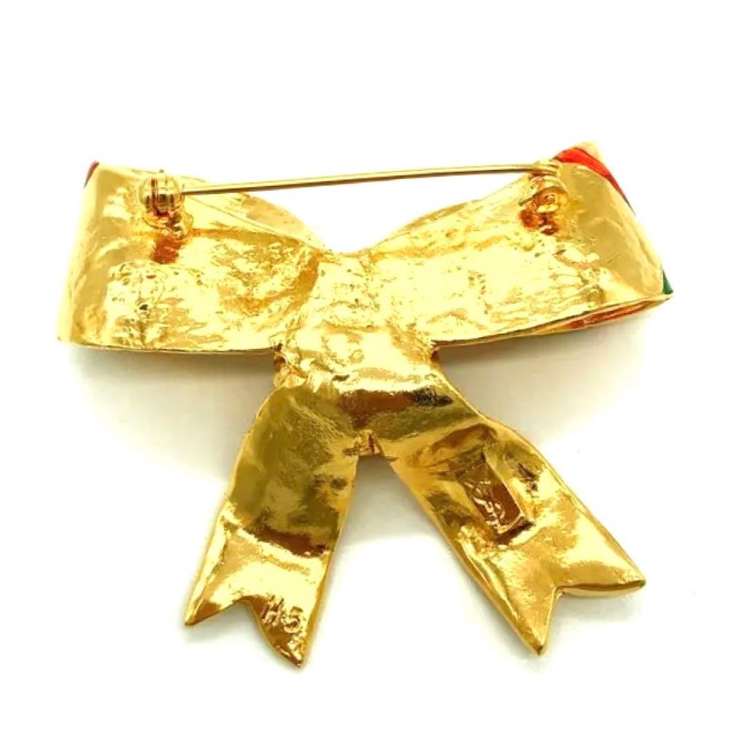 新品同様✨イヴサンローラン ブローチ コサージュ　リボンモチーフ