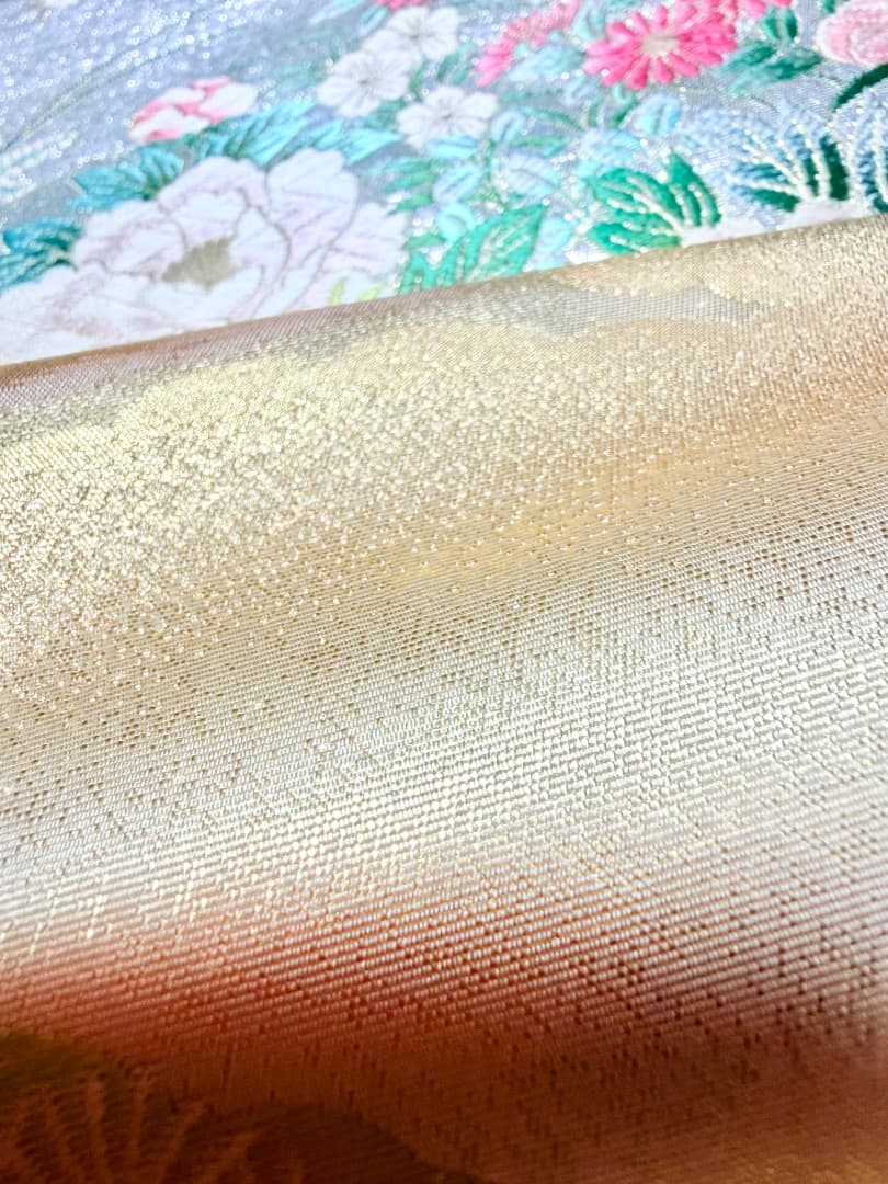 高級 袋帯 正絹 六通柄 西陣織 ゴールド 唐織 訪問着 色無地 フォーマル