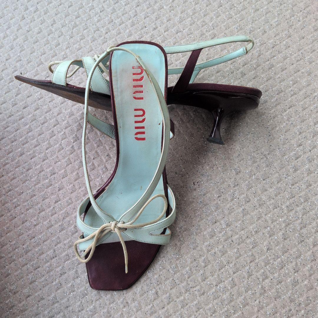 Miu Miu 薄い水色 ストラップサンダル ヒール6cm