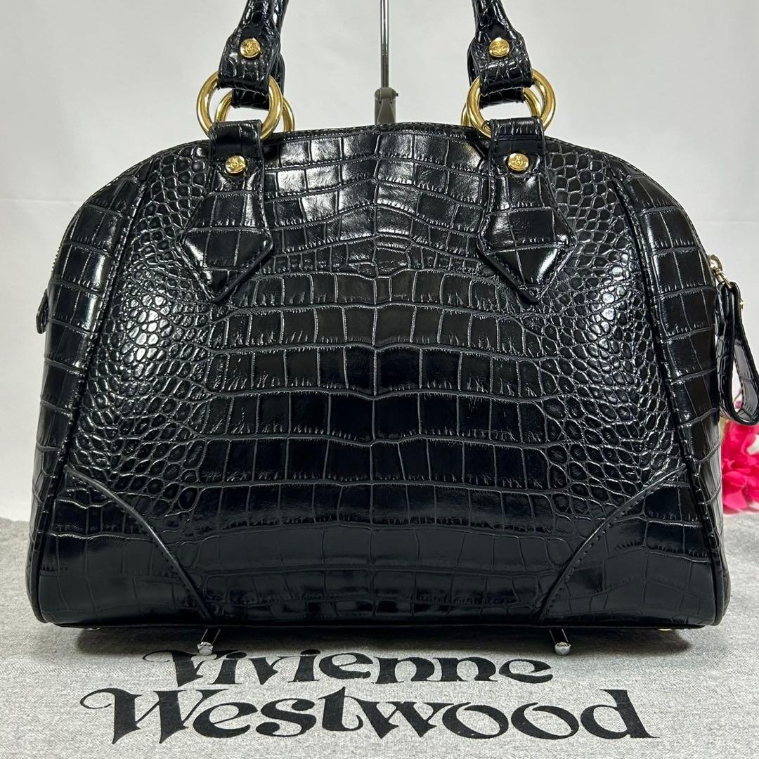 【極美品】ヴィヴィアンウエストウッド オーブ 2way ハンドバッグ クロコ 黒