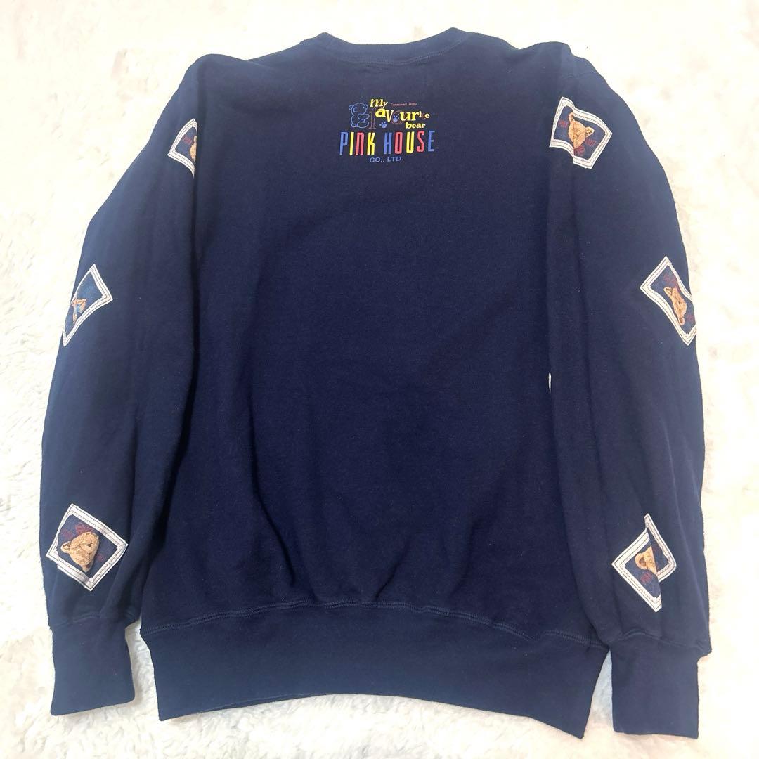 美品 PINK HOUSE くま刺繍 ワッペン トレーナー 90's sizeL