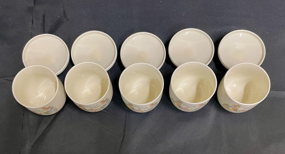 ◆昭和レトロホーロー片手鍋＆両手鍋セット蒸し兼用茶碗蒸し椀５個セット　08199