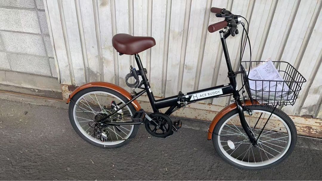 20インチ 折りたたみ 自転車 シマノ 6段変速 鍵 カゴ