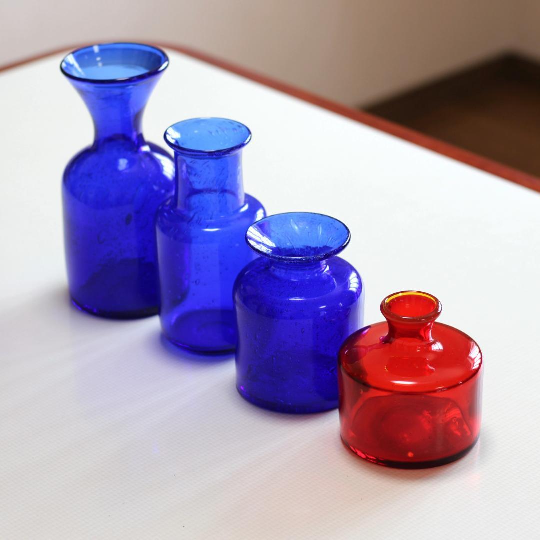 【サイン入り】エリックホグラン　Erik Hoglund　ブルー 花器花瓶　北欧