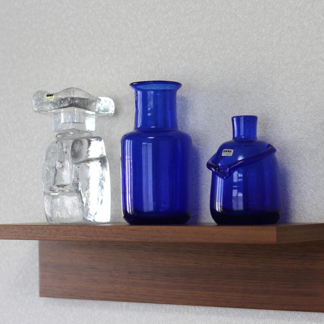 【サイン入り】エリックホグラン　Erik Hoglund　ブルー 花器花瓶　北欧