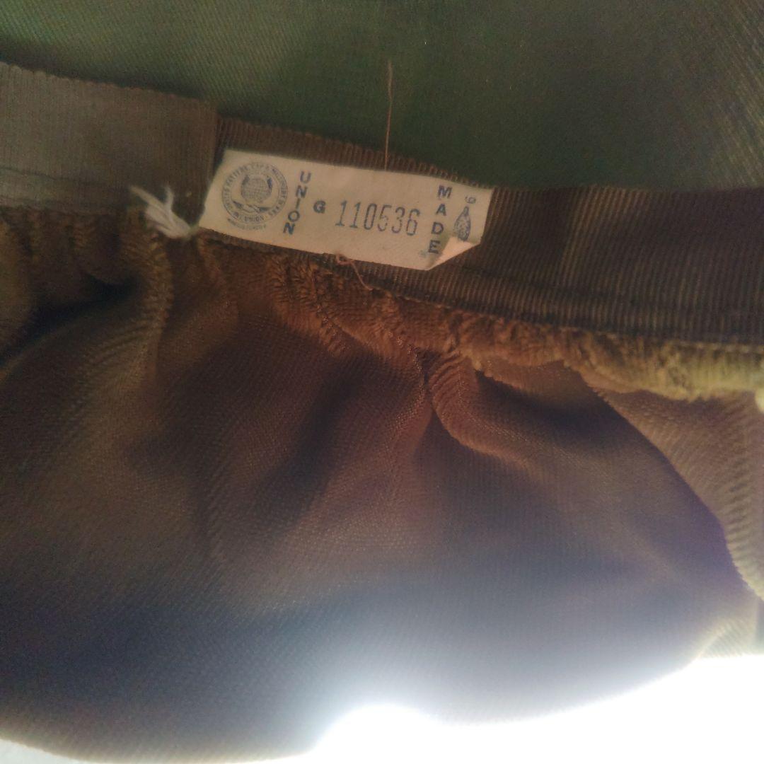 アンティーク　帽子　オリーブグリーン　ベルベット　グログランリボン