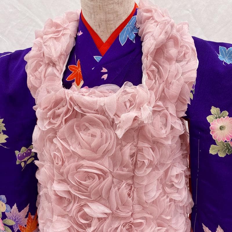 509ag10◎七五三 三歳 女の子 アンティーク着物&被布五つ紋 紫◎