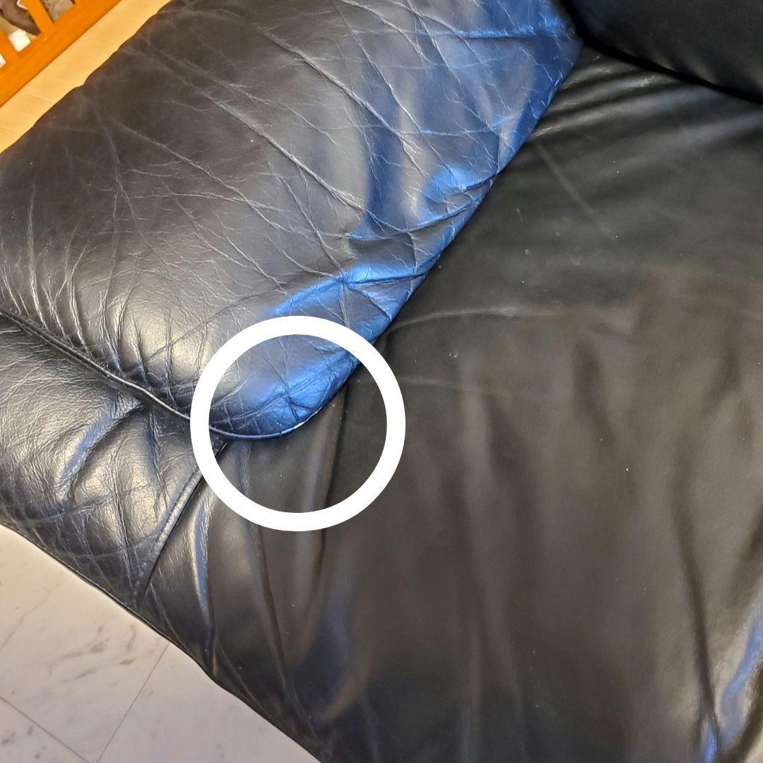 3人掛け 革張り 本皮 牛革 レザー ソファ ブラック ハイバック 190cm