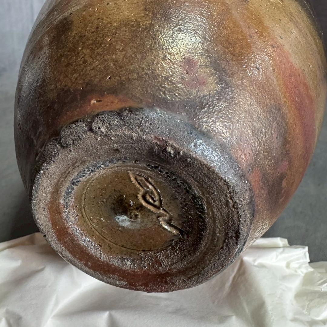 【備前焼】清水千代市 作 丹波花瓶 共箱付き 信楽焼風 花器 一点物