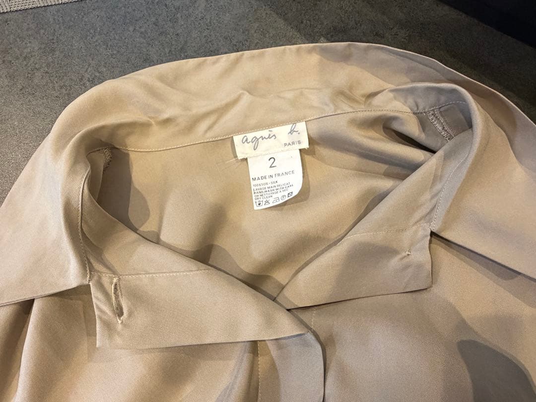 agnes b. アニエスベー　フランス製　シルク100％　長袖シャツ　ブラウス