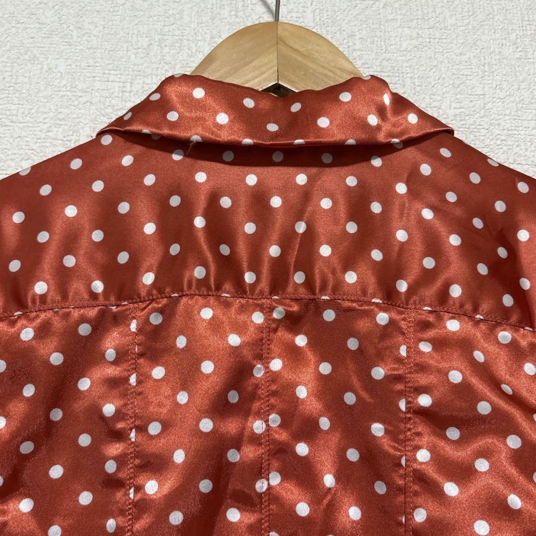 コムデギャルソン ドット柄　長袖シャツ 丸襟　オレンジ