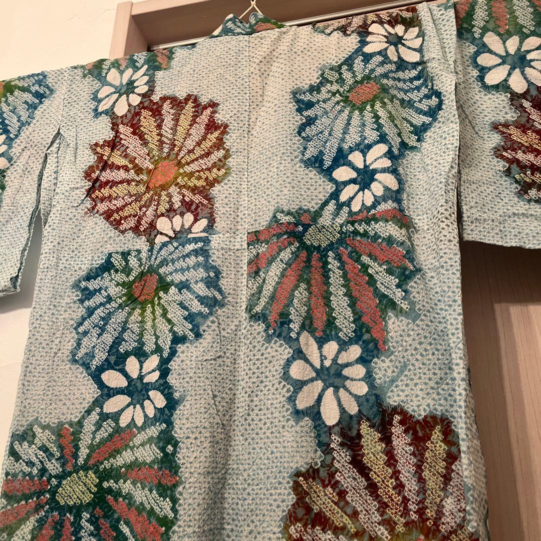 美品　有松絞り　総絞り　浴衣 夏物　パステル