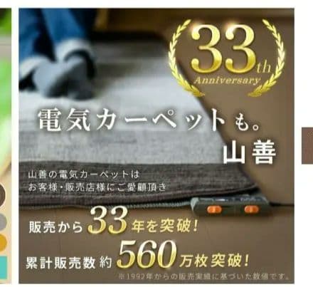 【新品未開封】YAMAZEN 防水ホットカーペット 3畳 2025②