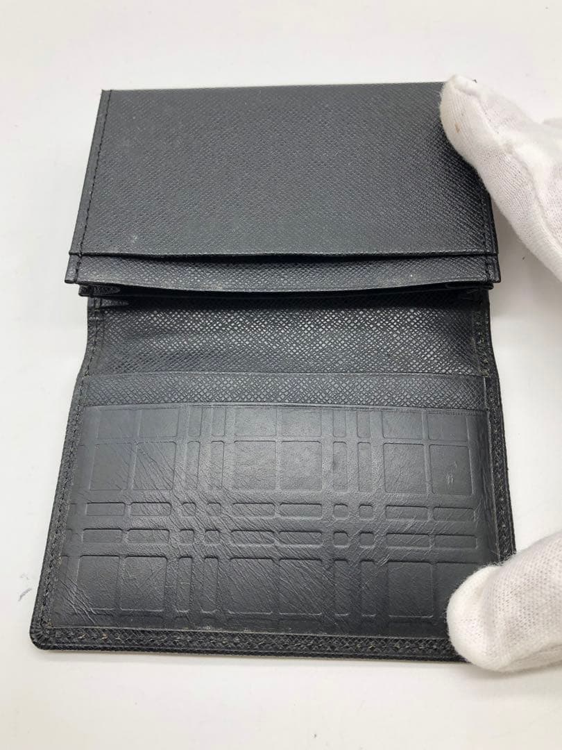 Burberry バーバリー　ダークグレー 二つ折り名刺入れ　メンズ　レザー