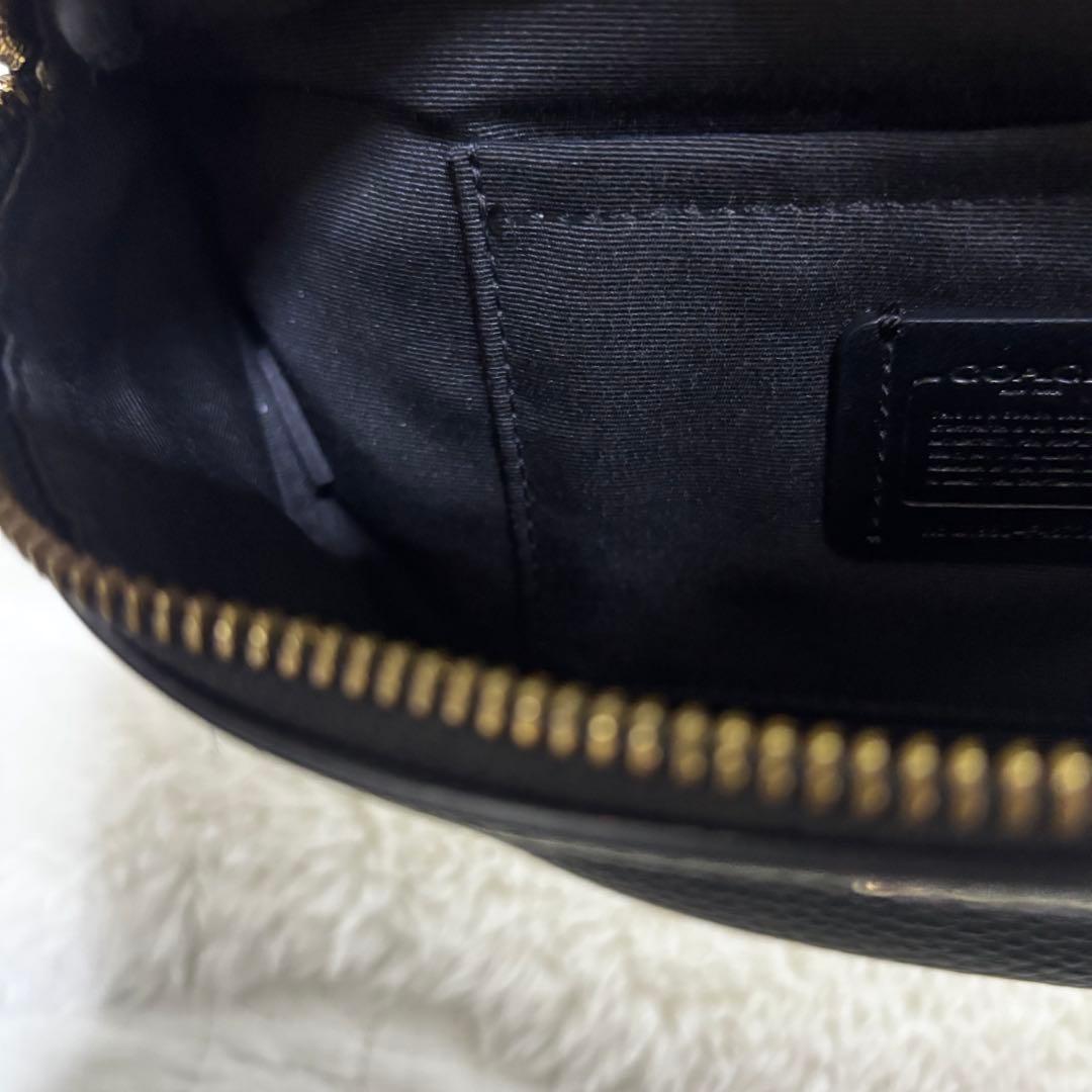 【希少】COACHコーチ　ブラック　レザー　ボディバッグ　ウエストバッグ