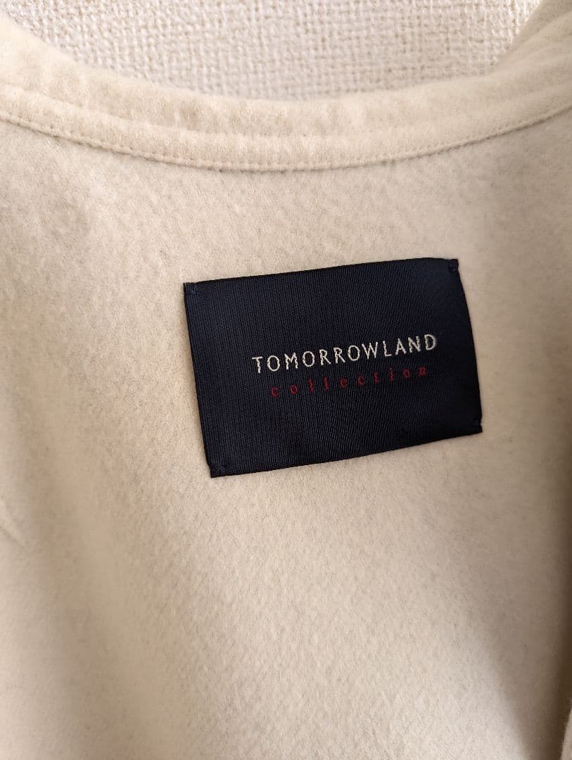 【良品】Tomorrowland Wフェイスウールマントコート　薄グレー