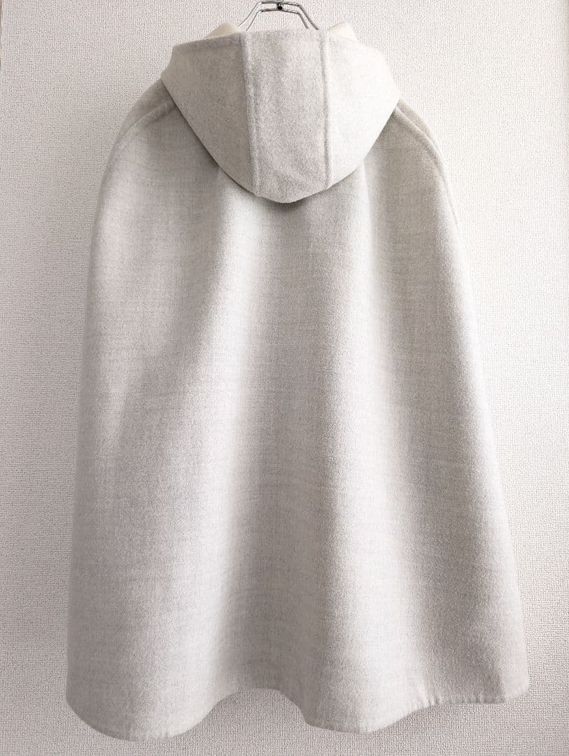 【良品】Tomorrowland Wフェイスウールマントコート　薄グレー