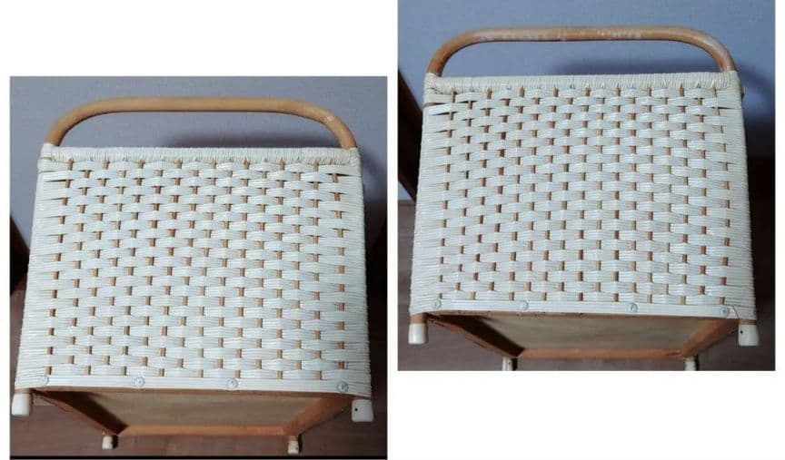 ハローキティ/サンリオ 収納ボックス 玩具箱 編みかご 昭和レトロ マット 2点