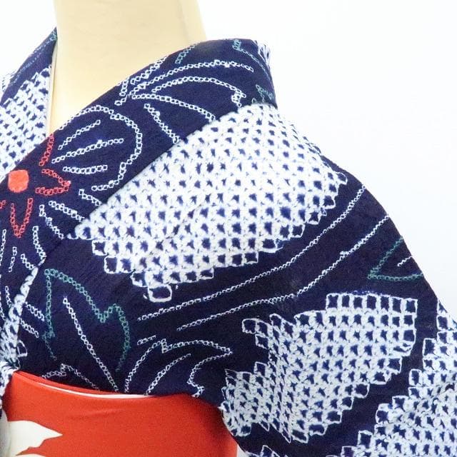 Y3455◆美品 有松鳴海絞り 綿 手縫い仕立て 高級浴衣 洗える夏着物