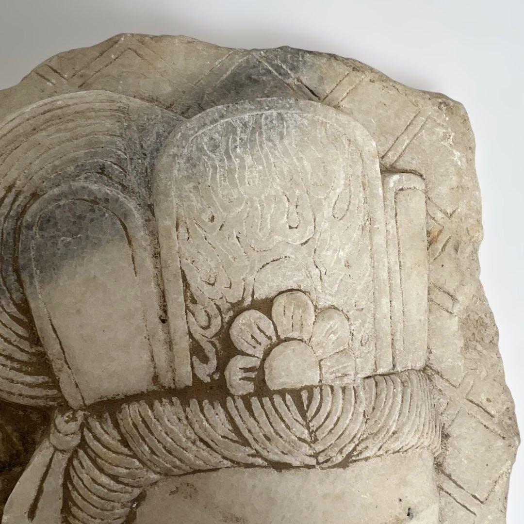 中国清時代　大理石　硯　盲仏　幅25㎝ 東K8-0202① タサコサ