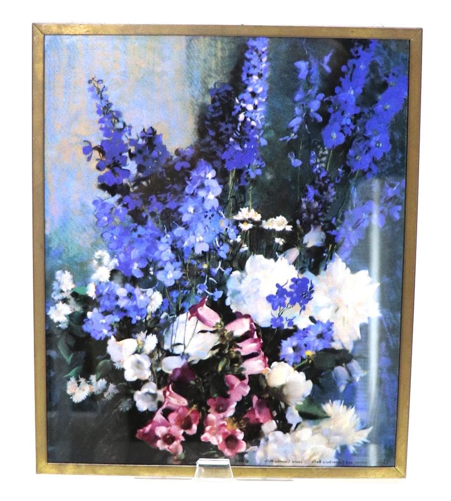 ローラ・クームス・ヒルズ ヴィンテージ ステンドグラス 花束 パステル画 絵画