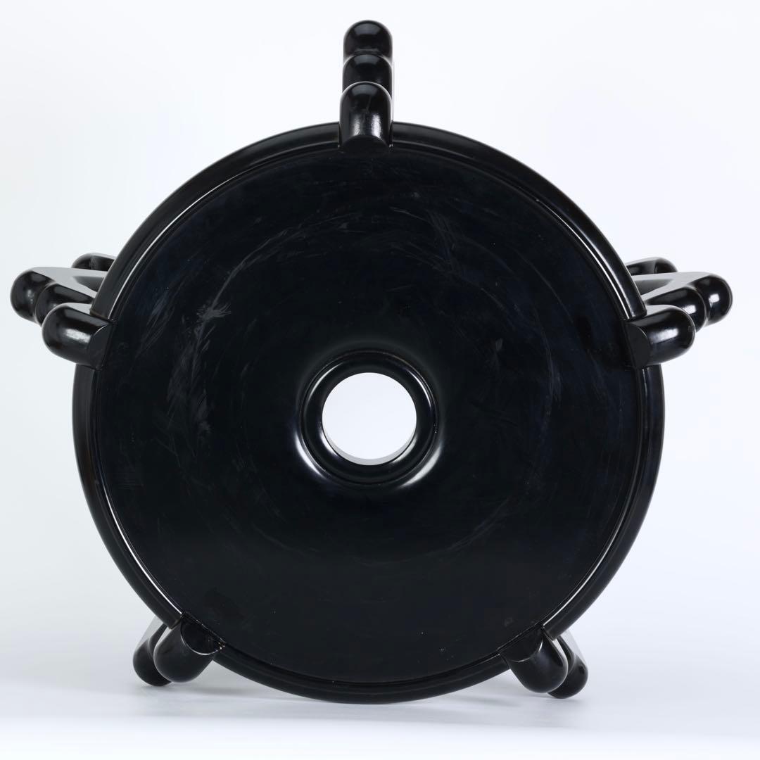 黒塗 飾り台 花台 壺台 木製 唐草脚 大型32.5cm 置台 盆栽台 古美術