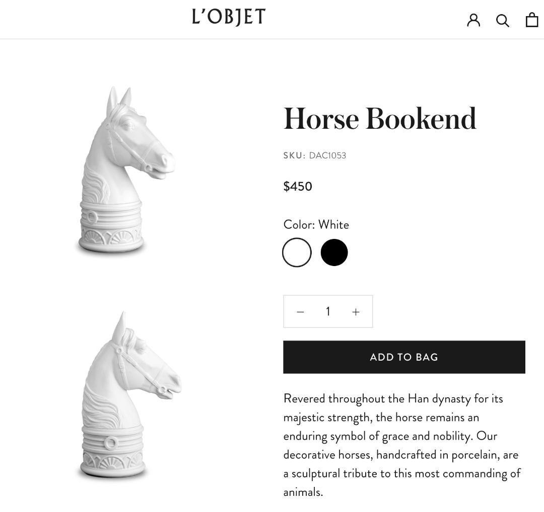 L'OBJET オブジェ 馬 ブックエンド 美品 リモージュ窯 フランス製
