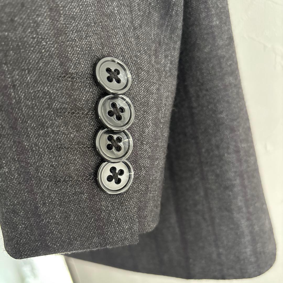 【美品】イタリア　ロロピアーナ　ダークグレー ストライプ スーツジャケット