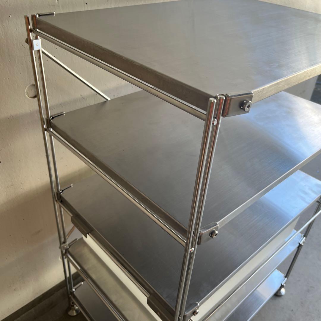 美品・廃盤ＰＰバスケット付★無印 ステンレスユニットシェルフ・ステンレス棚セット