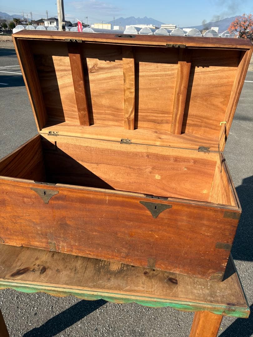 レトロ　アンティーク　木製トランク　トランク　木箱　船トランク