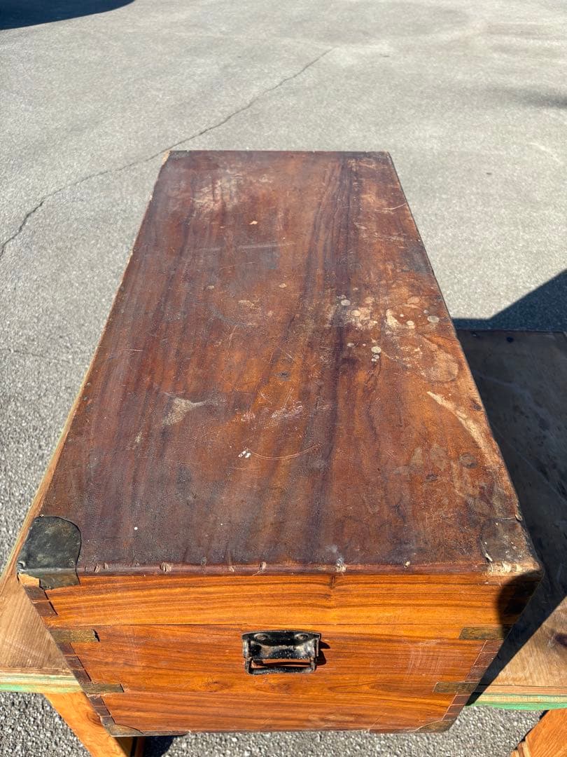 レトロ　アンティーク　木製トランク　トランク　木箱　船トランク